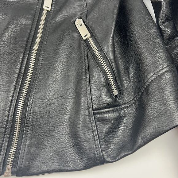 H&M Black Faux Leather Moto Biker Jacket Women's Size 4 - Picture 10 of 10